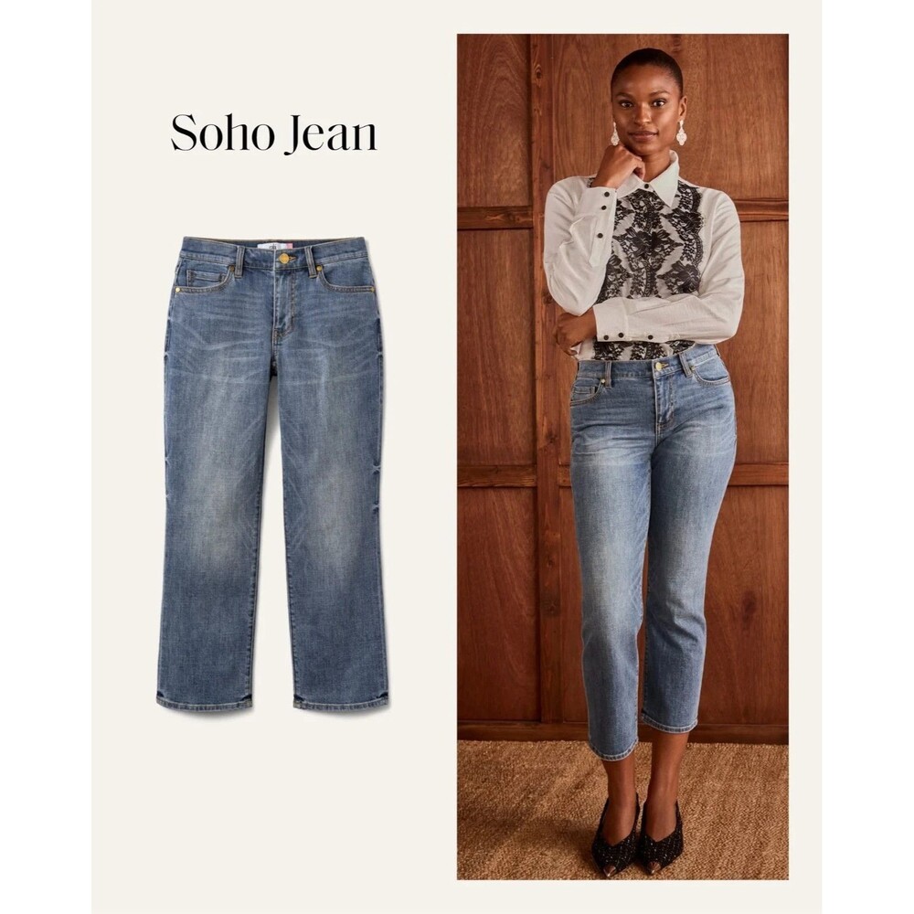 NEW~Cabi #4707 SOHO Vintage Wash Cropped Back Seam Jeans Size 10